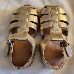Zara Shiny Gold Kids Sandals